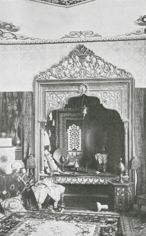 A rich Arab's bedroom (b/w photo)