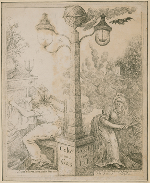 Coke and Gas vs Coal and Oil (engraving)