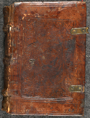 A binding supplied by the Pynson binder with a Tudor rose on the back