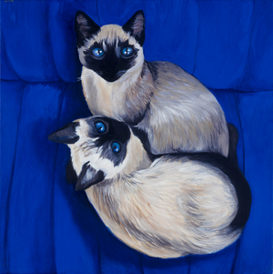 Siamese Cats on Blue Background 1996 (oil on canvas)