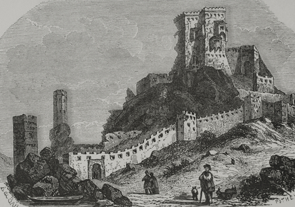 Devín Castle in present-day Bratislava, Slovakia, 1856 (engraving)