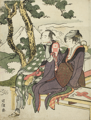 Evening Glow for Date no Yosaku and Seki no Koman, from the untitled series known as Eight Views of Tragic Lovers, 1801-04 (colour woodblock print)