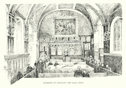 Interior of Lincoln's Inn Hall, Old (litho)