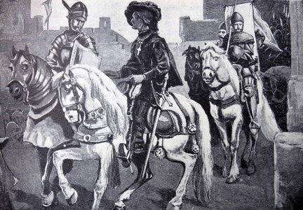 Engraving depicting the arrival of Hussite deputation at Basle