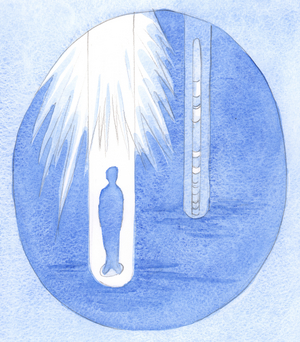 By seeing our daily life, in God's light, we see the 'layers' of praise, work, resentments, unforgiven sins, unremedied wrongs - like taking samples of core from the ground, 2001 (w/c on paper)