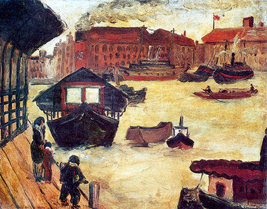 China / Taiwan: 'Shanghai Wharf', oil on canvas, Chen Cheng-po / Chen Chengbo (1895-1947), 1932