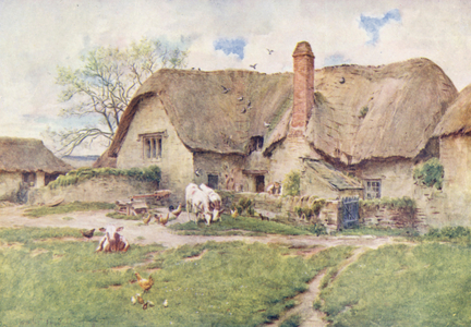 Wessex: A Wessex dairy farm (colour litho)