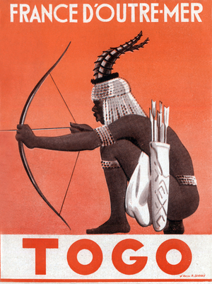 Booklet about Togo (French colony) published by ministry of overseas France, c. 1955: Togolese warrior