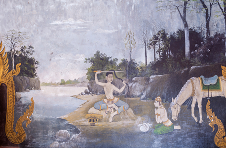 Fresco depicting a scene from the life of Buddha, Wat Phra That Doi Suthep temple (fresco)