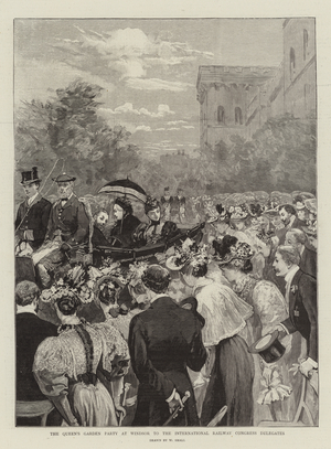 The Queen's Garden Party at Windsor to the International Railway Congress Delegates (engraving)