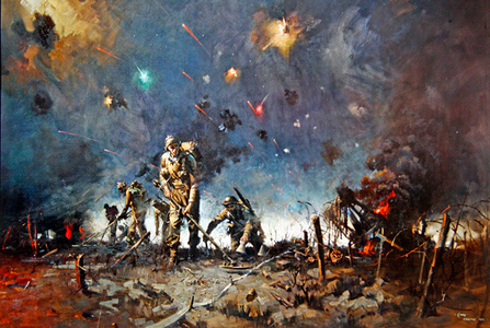 Breaching the Mine Fields, (oil on canvas)