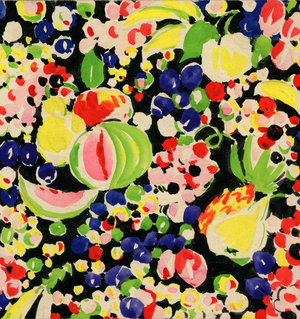Fabric cardboard with fruit decors original Gouache circa 1950