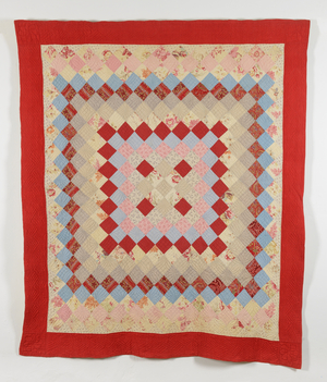 Squares on Point Quilt, 1880-1900 (cotton)