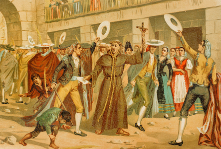 The Esquilache Riots, Madrid, 1891 (chromo)