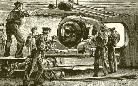Interior of a turret of an Ironclad (engraving)