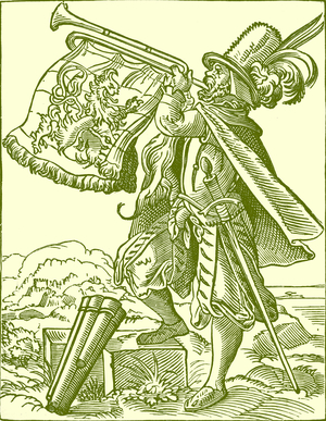 German playing a military trumpet