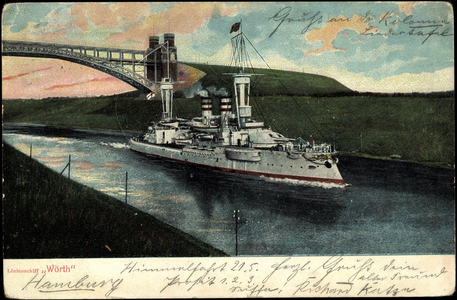 German warship, liner ship Wörth, exit