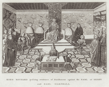 King Richard passing Sentence of Banishment against the Earl of Derby and Earl Marshall (engraving)