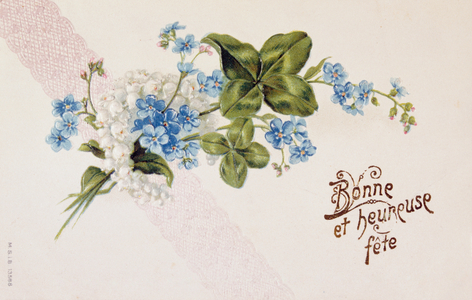 French postcard with images of flowers, 1900