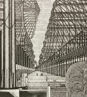 Landscape with Antenna, 1976 (linocut)