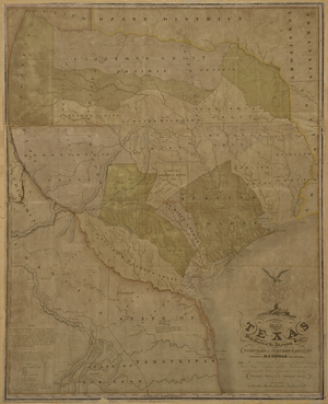 Map of Texas with Parts of the Adjoining States, 1835 (lithograph with hand colouring on wove paper)