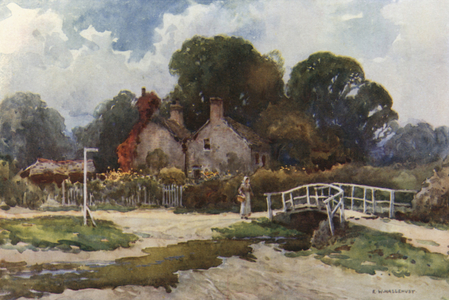 In Brockenhurst Village (colour litho)