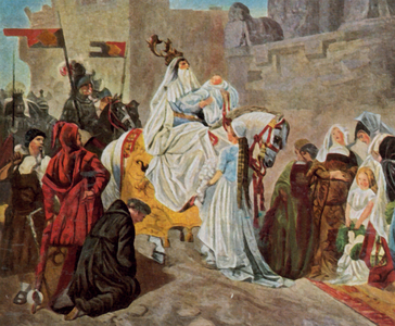 Return of Count Eberhard of Württemberg after the Battle of Döffingen, 1388 (enhanced colour litho)