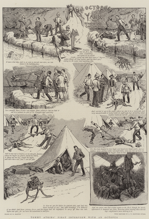 Tommy Atkins' first interview with an octopus (engraving)