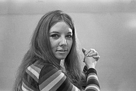 Sheila, one of the sisters of Scotch pop duo the McKinleys, during a photo shoot at Hamburg, Germany around 1966