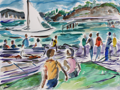Tiburon Promenade, 2017, (watercolor on paper)