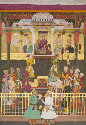 f.217b Illustration from the 'Padshahnama' (vellum)
