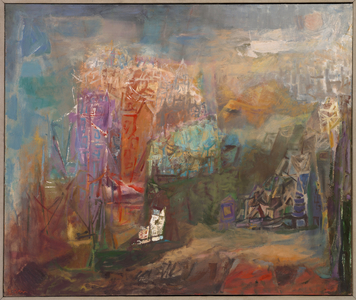 Growing City, 1956 (oil on canvas)