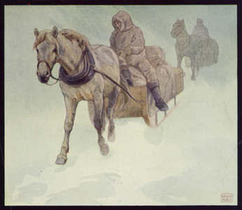 Siberian Ponies in Antarctic (colour litho)
