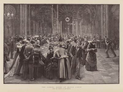 Gaming rooms at Monte Carlo, Monaco (engraving)