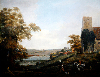 Rochester from the Banks of the Medway, 1786 (oil on canvas)