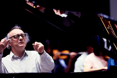 Alfred Brendel Austrian pianist born in 1931  during a reharsal at Montpellier with the Orchestra of Montpellier - 07 1983