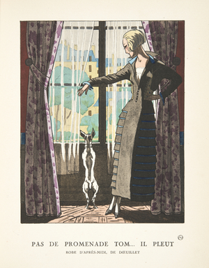 Pas de Promenade Tom …il Pleut,  from a Collection of Fashion Plates, 1921 (pochoir print)
