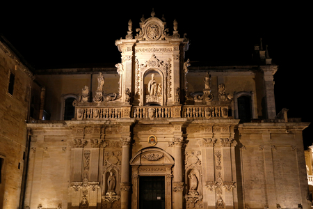 Lecce cathedral at night, Italy (photo)