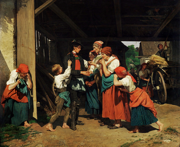Farewell of a recruit, 1858 (painting on wood)