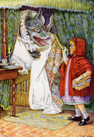 Little Red Riding Hood (colour litho)