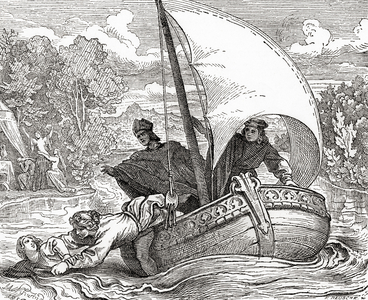 The kidnapping of Henry IV under the leadership of Archbishop Anno II of Cologne during The Coup of Kaiserswerth  in 1062, from Ward and Lock's Illustrated History of the World, pub. c.1882