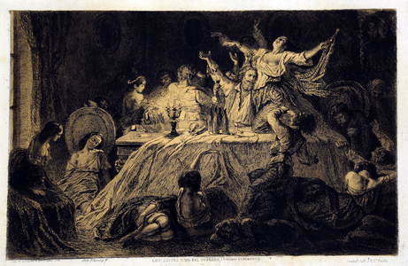 Les suites d'un bal du Prado, Paris 1859 (etching)