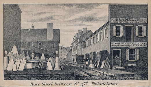 Race Street between 6th & 7th, Philadelphia, printed by Kennedy & Lucas's Lithography, 1831 (litho)


