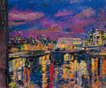 Night, Blackfriars Bridge from Tate Modern, 2007 (oil on board)
