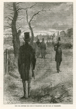 The duel between the Duke of Wellington and the Earl of Winchelsea (engraving)