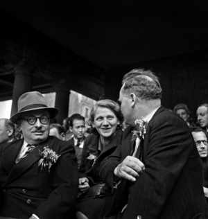 Demonstration on May 1St, 1946 : Jacques Duclos, Jeannette Vermeersch and Maurice Thorez (b/w photo)