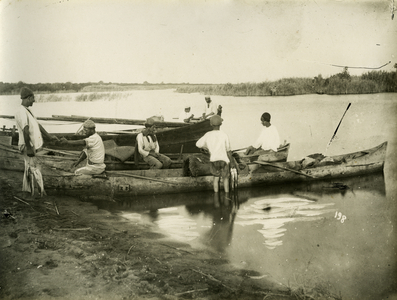Fishermen at a landing at Enzeli, Iran, c.1900 (gelatin silver print)
