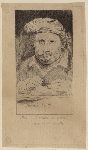 Self Portrait of Rembrandt, 1645 (engraving)
