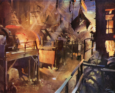 The Convertor Aisle at the Copper Cliff Smelter (colour litho)