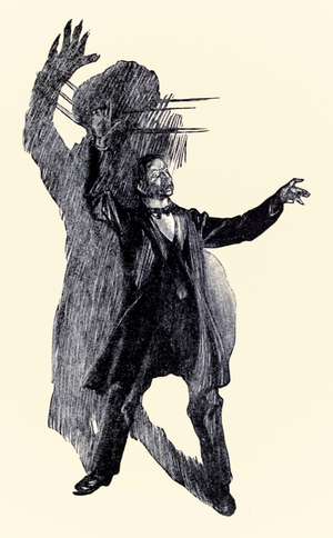 There stood Henry Jekyll' from the 'Strange Case of Dr Jekyll and Mr Hyde' by Robert Louis Stevenson (1850-1894) illustrated by Charles Raymond Macauley (1871-1934)